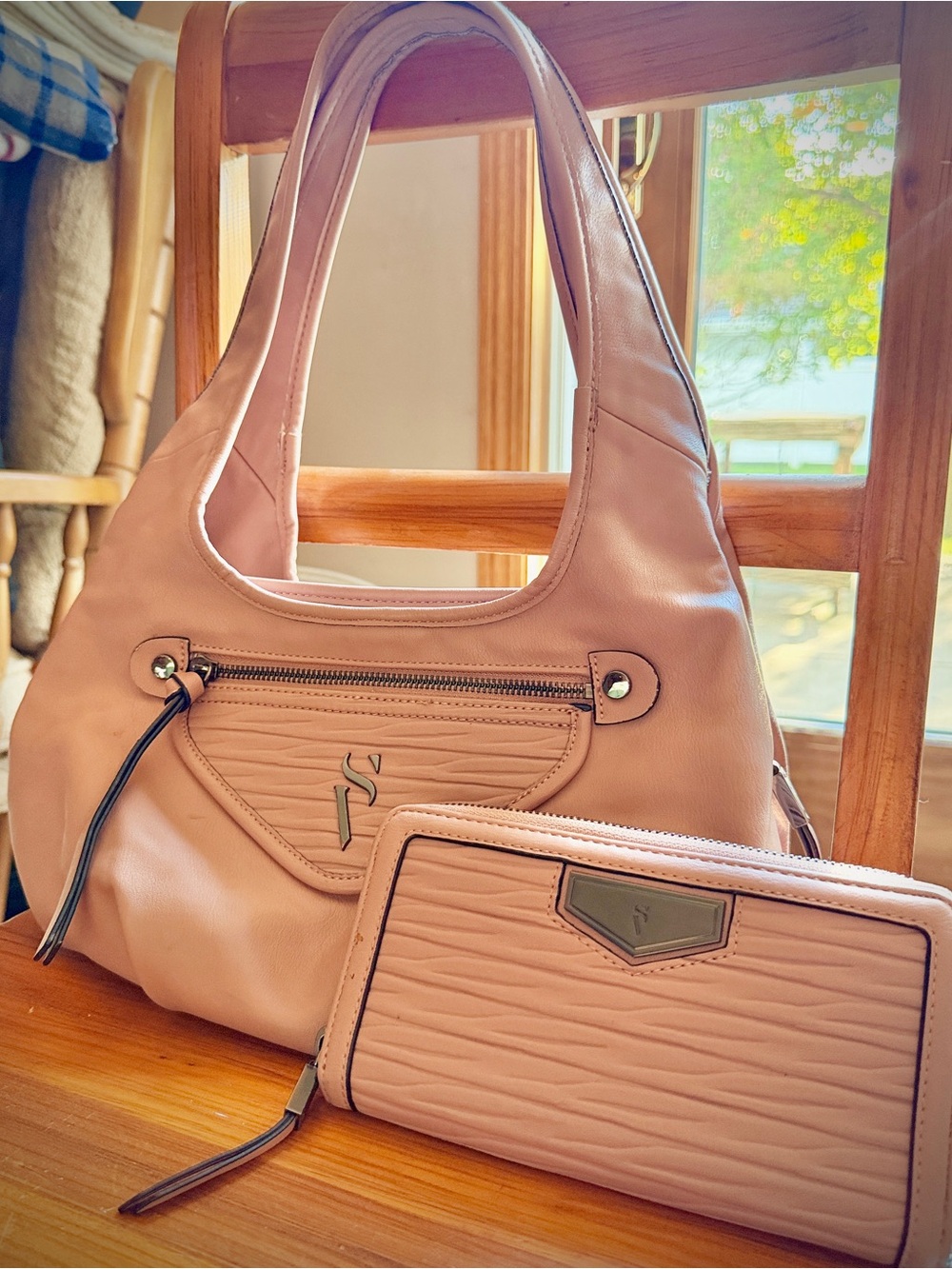 Simply Vera Vera Wang Blush Pink Shoulder Bag & Matching Wallet Set